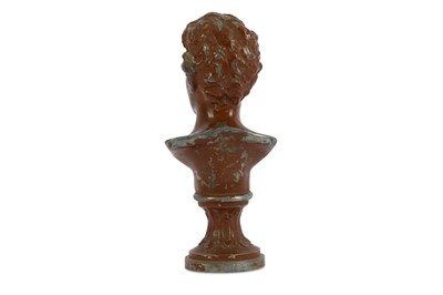 Lot 20 - A WHITE METAL PATINATED BUST OF LORD BYRON...