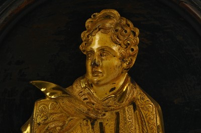 Lot 50 - A GILT BRONZE PLAQUE OF LORD BYRON AS YOUNG...