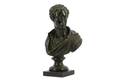 Lot 22 - A VICTORIAN PATINATED SPELTER BUST OF LORD...