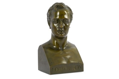 Lot 46 - A LARGE BRONZE BUST OF LORD BYRON England,...