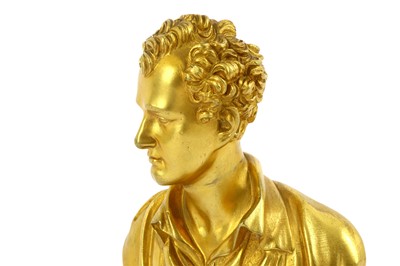 Lot 78 - A GILT BRONZE BUST OF LORD BYRON IN GREEK...