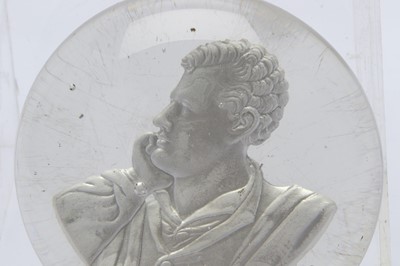 Lot 10 - A LARGE PAPERWEIGHT WITH BUST OF LORD BYRON...