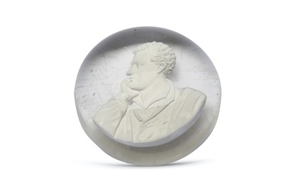 Lot 10 - A LARGE PAPERWEIGHT WITH BUST OF LORD BYRON...