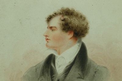 Lot 29 - A PORTRAIT MINIATURE OF LORD BYRON AFTER...
