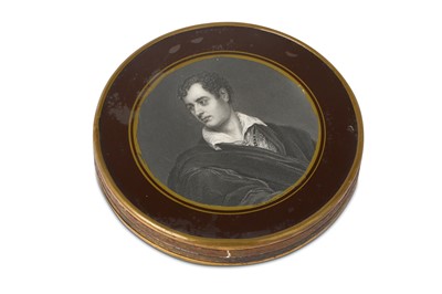 Lot 84 - A FRENCH ROUND CHOCOLATE BOX WITH BYRON'S BUST...