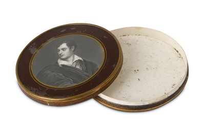 Lot 84 - A FRENCH ROUND CHOCOLATE BOX WITH BYRON'S BUST...