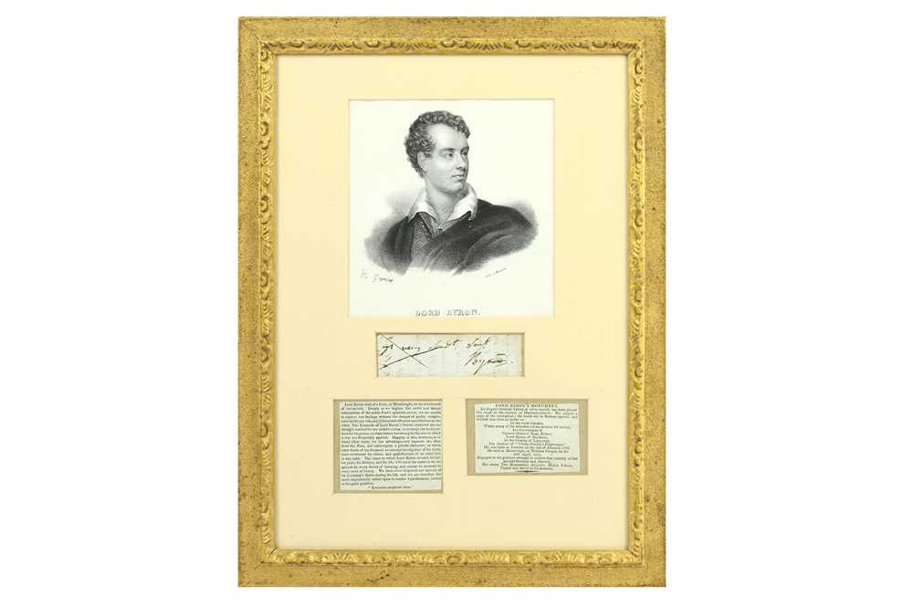 Lot 23 - LORD BYRON'S INK SIGNATURE Clipped from the...