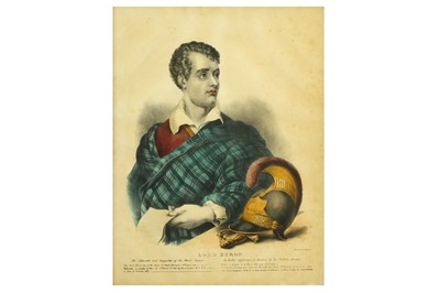 Lot 88 - A HAND-COLOURED LITHOGRAPH OF LORD BYRON 'THE...