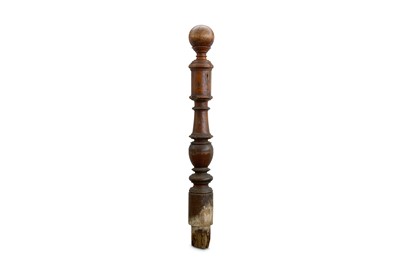 Lot 306 - AN 18TH / 19TH CENTURY FRENCH FRUITWOOD NEWEL...