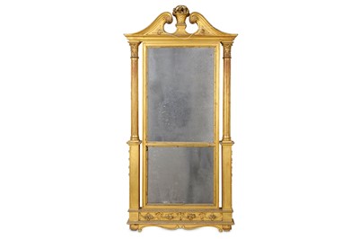 Lot 83 - AN EARLY 19TH CENTURY GILTWOOD MIRROR carved...
