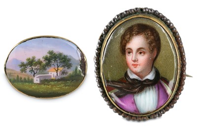 Lot 86 - A MINIATURE PORTRAIT OF LORD BYRON AND A...