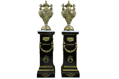 Lot 85 - A VERY LARGE PAIR OF SILVERED AND GILT METAL...