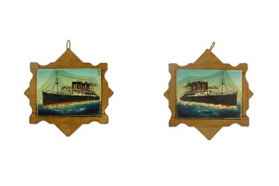 Lot 690A - A pair of reverse glass pictures, one...