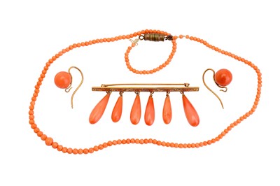Lot 160 - A collection of coral jewellery, Including a...