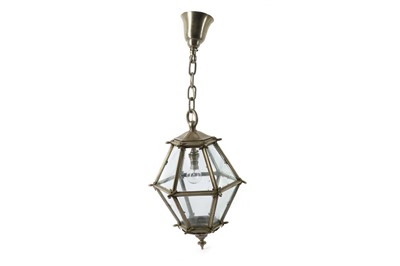 Lot 430 - A 20th century steel hanging lantern with...