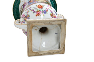 Lot 190 - A 19TH CENTURY DRESDEN PORCELAIN URN WITH GILT...