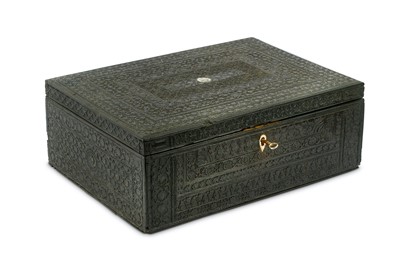 Lot 319 - A CARVED WOODEN BOX