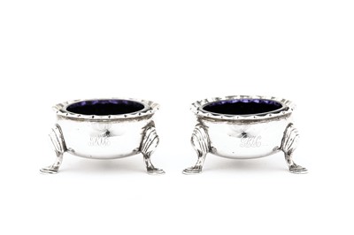 Lot 517 - A pair of George III Scottish sterling silver salts, Edinburgh 1763 by James Gilliland