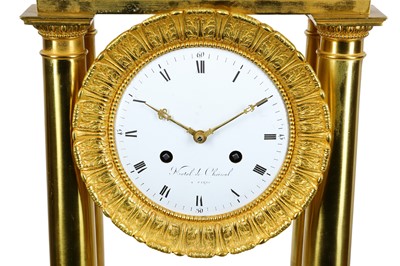 Lot 131 - A VERY LARGE  FRENCH GILT BRONZE PORTICO CLOCK...