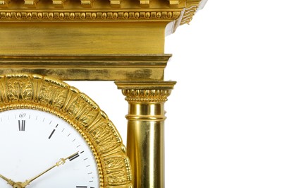 Lot 131 - A VERY LARGE  FRENCH GILT BRONZE PORTICO CLOCK...