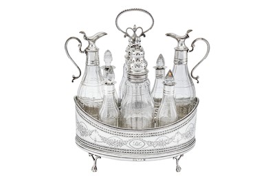 Lot 565 - A George III sterling silver eight-bottle cruet, London 1786 by William Abdy (reg. 24th June 1763, d.1790)