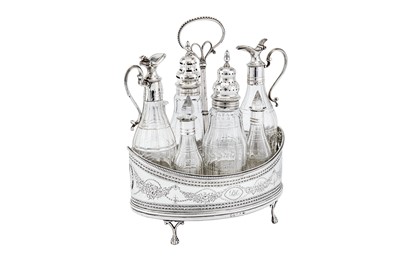 Lot 565 - A George III sterling silver eight-bottle cruet, London 1786 by William Abdy (reg. 24th June 1763, d.1790)