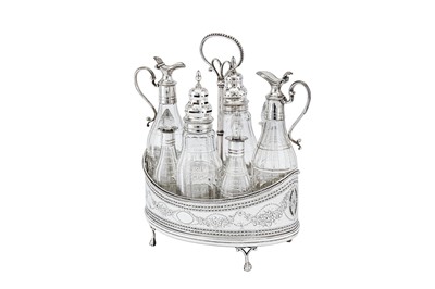 Lot 565 - A George III sterling silver eight-bottle cruet, London 1786 by William Abdy (reg. 24th June 1763, d.1790)