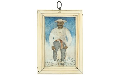 Lot 354 - λ A PORTRAIT ON IVORY OF CHIKKA VIRA RAJENDRA, THE LAST RULER OF COORG (r. 1820 - 1834)