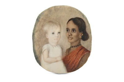 Lot 313 - λ FOUR INDIAN IVORY MINIATURES WITH FEMALE PORTRAITS