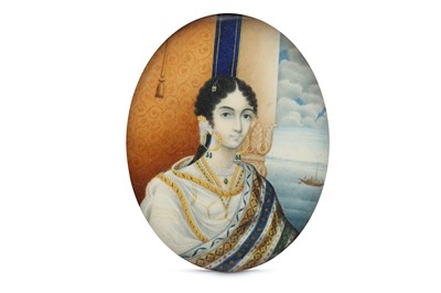 Lot 313 - λ FOUR INDIAN IVORY MINIATURES WITH FEMALE PORTRAITS