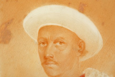 Lot 314 - λTHREE INDIAN IVORY MINIATURES WITH MALE PORTRAITS