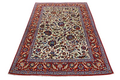 Lot 43 - AN EXTREMELY FINE PART SILK ISFAHAN RUG,...