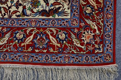 Lot 43 - AN EXTREMELY FINE PART SILK ISFAHAN RUG,...