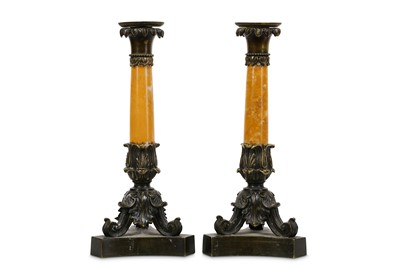 Lot 89 - A PAIR OF EARLY 19TH CENTURY ITALIAN BRONZE...
