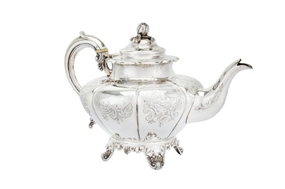 Lot 474 - A Victorian sterling silver teapot, London 1855 by by William Hunter