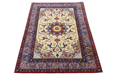 Lot 5 - AN EXTREMELY FINE PART SILK ISFAHAN RUG,...