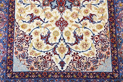 Lot 5 - AN EXTREMELY FINE PART SILK ISFAHAN RUG,...