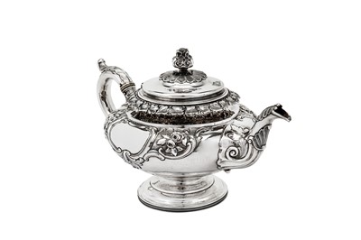 Lot 487 - A William IV Scottish sterling silver three-piece tea service, Edinburgh 1831 by James McKay