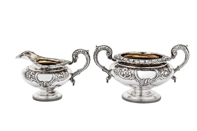 Lot 487 - A William IV Scottish sterling silver three-piece tea service, Edinburgh 1831 by James McKay