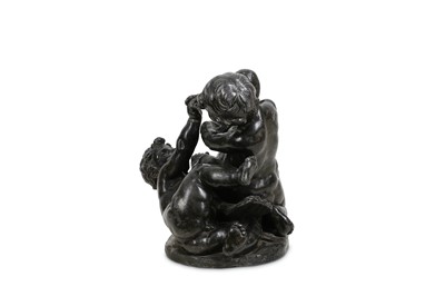 Lot 35 - AN 18TH CENTURY FRENCH LEAD MODEL OF TWO PUTTI...