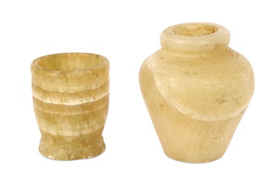 Lot 318 - TWO EGYPTIAN STYLE ALABASTER VESSELS Both...