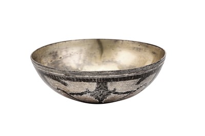 Lot 256 - An early to mid-19th century Greek or Balkan unmarked silver gilt and niello bowl, circa 1820-50