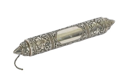 Lot 181 - A SILVER SCROLL CASE Thailand, Malaysia or...