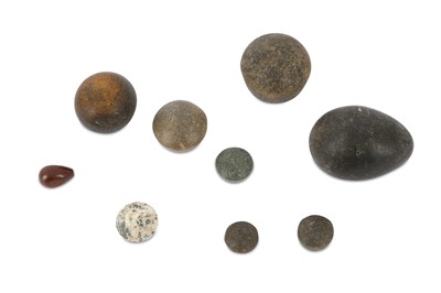 Lot 320 - NINE EGYPTIAN HARDSTONE WEIGHTS Predynastic to...