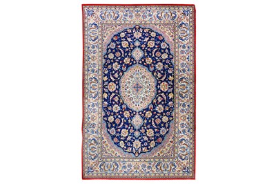 Lot 4 - AN EXTREMELY FINE PART SILK ISFAHAN RUG,...