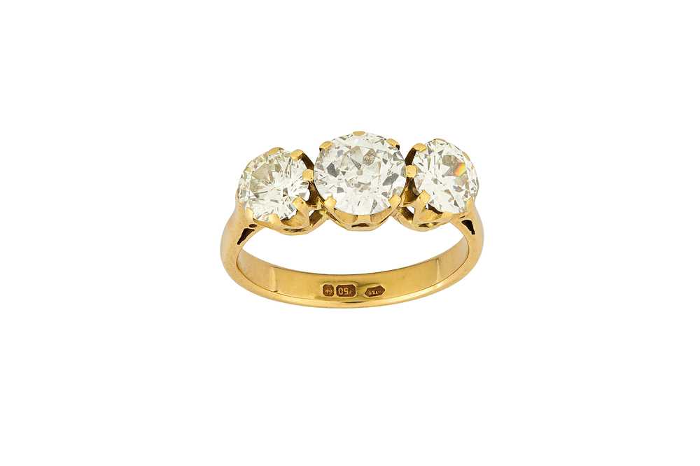 Lot 45 - A diamond three-stone ring Set with three...