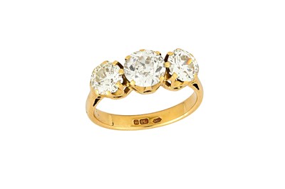 Lot 45 - A diamond three-stone ring Set with three...