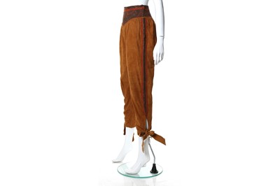 Lot 22 - Roberto Cavalli Brown Suede Cropped Trousers - size XS