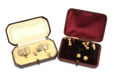 Lot 132 - A cased set of 9ct rose gold studs, an...