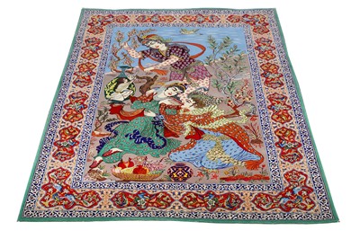Lot 39 - AN EXTREMELY FINE PART SILK ISFAHAN RUG,...